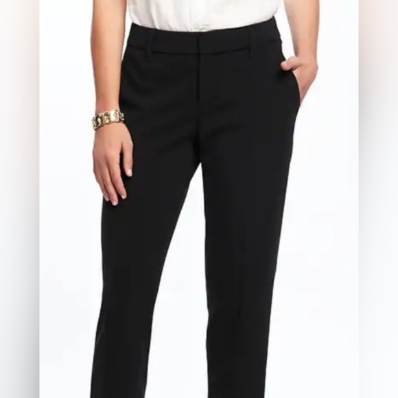 🚢Old Navy Harper Cropped Mid-Rise Strait Leg Pants in Blue-Black - Picture 2 of 8